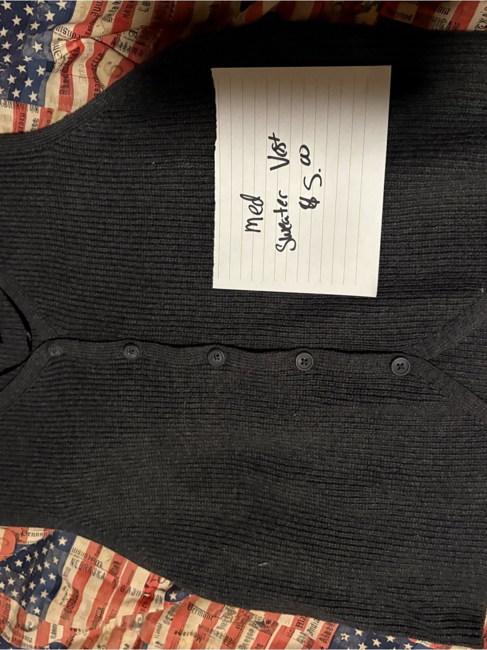 Men's Black Ribbed Button-Up Sweater
